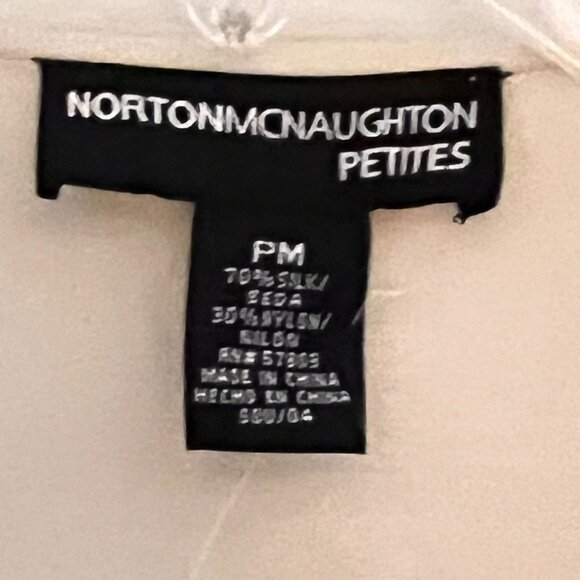 NWT Norton McNaughton Ivory Cardigan Silk Crochet Trim Lace Front Panel PM - Picture 6 of 11